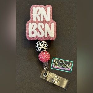 RN BSN badge reel with beads